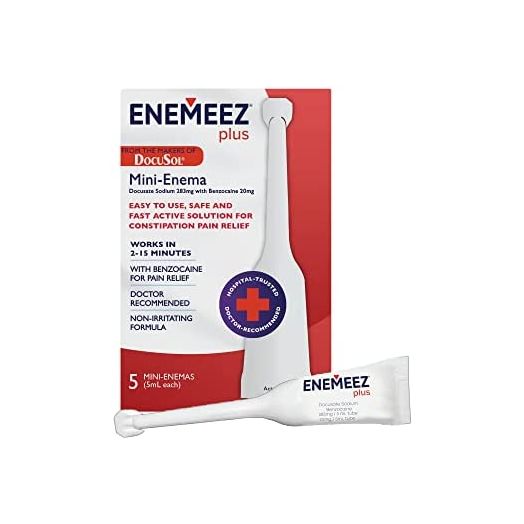 Docusol Plus Docusate Sodium with Benzocaine Mini Enema, Clear, 5 ml, 5 Count
