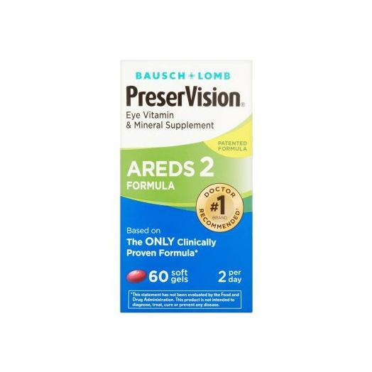 Bausch + Lomb PreserVision Eye Vitamin & Mineral Supplement Areds 2 Formula Soft Gels, 60 count