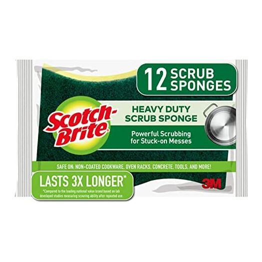 Scotch-Brite Heavy Duty Scrub Sponges, For Washing Dishes and Cleaning Kitchen, 12 Scrub Sponges