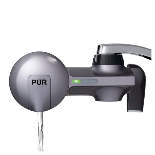 PUR PLUS Faucet Mount Water Filtration System, Metallic Grey – Horizontal Faucet Mount for Crisp, Refreshing Water, PFM350V