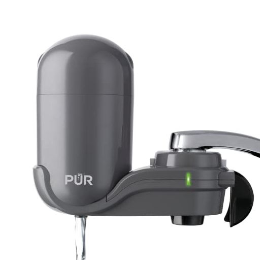 PUR PLUS Faucet Mount Water Filtration System, Gray – Vertical Faucet Mount for Crisp, Refreshing Water, FM2500V