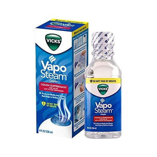 Vicks VapoSteam Medicated Liquid with Camphor, a Cough Suppressant, 8 Oz – VapoSteam Liquid Helps Relieve Coughing, for Use in Vicks Vaporizers and Humidifiers