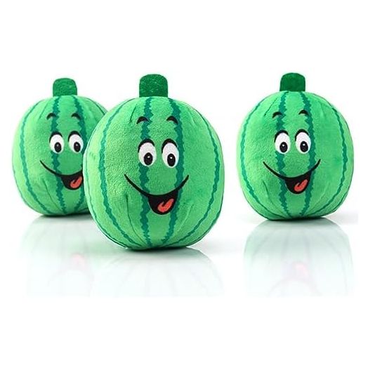 TEHAUX Adorable Dog Plush Squeaky, 3pcs Watermelon Sound Cartoon Plush for Small Dogs Puppies Teething, Playing, Chewing - Pet Chew Bite