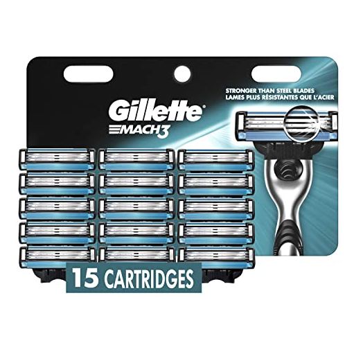 Gillette Mach3 Mens Razor Blade Refills, 15 Count, Designed for Sensitive Skin