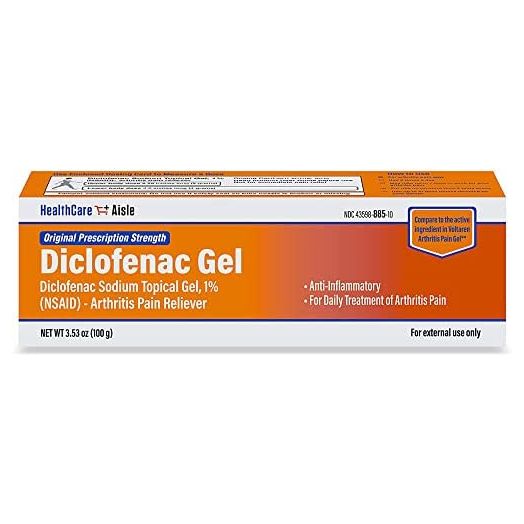 HealthCareAisle Diclofenac Gel, 1%, Arthritis Pain Relief - 100 g tube - Original Prescription Strength (NSAID)