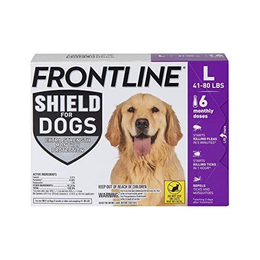 FRONTLINE Shield for Dogs Flea & Tick Treatment, 41-80 lbs, 6ct