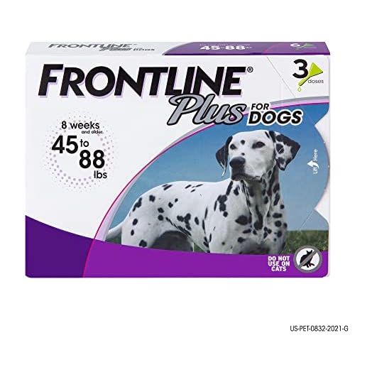 Frontline Plus Flea and Tick Treatment for Dogs (Large Dog, 45-88 Pounds, 3 Doses)