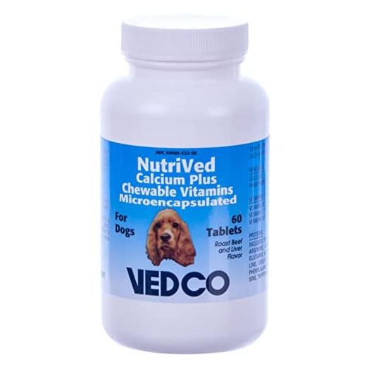 NutriVed Calcium Plus Chewable Vitamins For Dogs - 60 Tablets