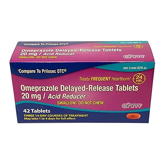 OHM Omeprazole Tablets, Delayed-Release Tablets, 20mg Acid Reducer, 42 Tablets