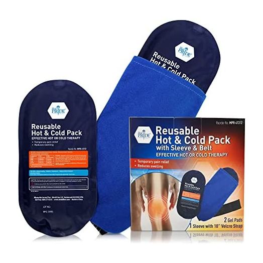 MED PRIDE Reusable Hot and Cold Packs with Sleeve and Belt [2 Gel Pads] - Microwavable Heating Pads & Ice Packs for Hot & Cold Therapy- Medical Compress for Injuries, Headaches, Knee Back Pain Relief