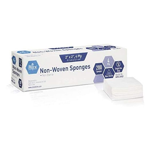 Medpride Surgical Sponges 2'' x 2'' 200 Pack - Gauze Pads Non sterile - First Aid Wound Care Dressing Sponge – n-Woven Medical, Non-Adherent Mesh Bandages – Absorbent for Injuries – 4 Ply