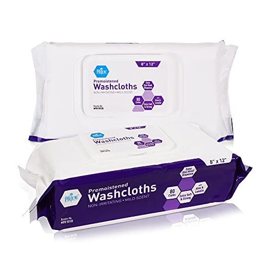 Medpride Disposable Premoistened Washcloths - Non Irritating Adult Cloth Wipes With Aloe Vera & Lanolin For Sensitive Skin- 8” x 12” Extra Soft Multipurpose Cleansing / Incontinence Wipes- 80 Cloths