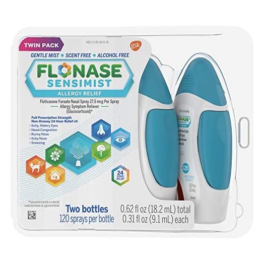 Flonase Sensimist Allergy Relief Nasal Spray, 240 Count 2 bottles(0.62fl.oz) of 0.31fl.oz