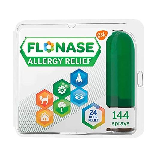 Flonase Allergy Relief Nasal Spray, 24 Hour Non Drowsy Allergy Medicine, Metered Nasal Spray - 144 Sprays