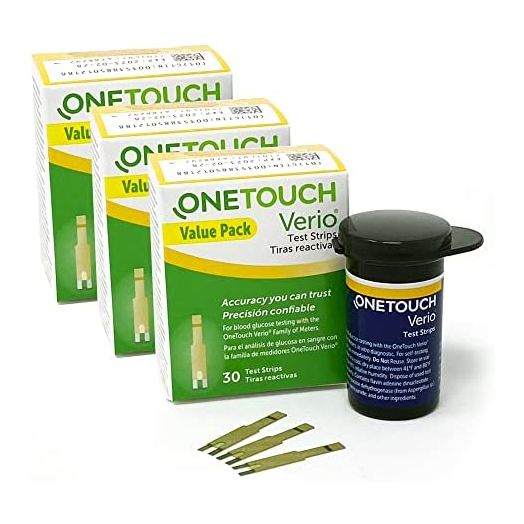 OneTouch Verio Test Strips For Diabetes Value Pack - 90 Count | Diabetic Test Strips For Blood Sugar Monitor | At Home Self Glucose Testing | 3 Packs, 30 Strips Per Pack
