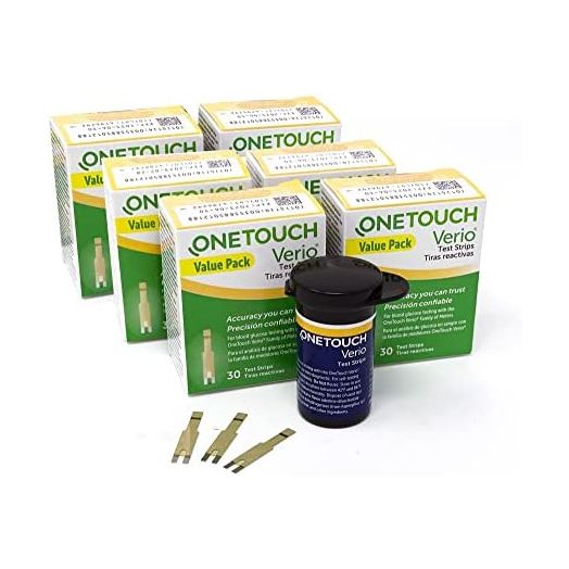 OneTouch Verio Test Strips for Diabetes Value Pack | Diabetic Test Strips for Blood Sugar Monitor | at Home Self Glucose Testing | 6 Packs, 30 Test Strips Per Pack