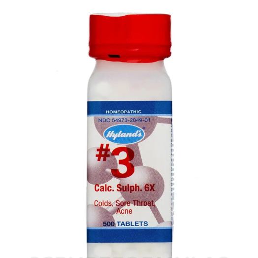Cold Relief, Hyland's Cell Salts #3 Calcarea Sulphurica 6X Tablets, Natural Homeopathic Relief of Colds, Sore Throat, Acne, 500 Count