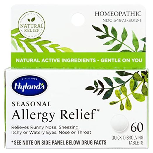 Allergy Pills by Hyland's, Non Drowsy Seasonal Allergy Relief, Safe and Natural for Indoor & Outdoor Allergies, 60 Quick Dissolving Tablets