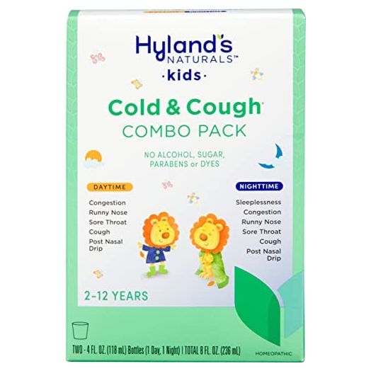 Kids Cold Medicine for Ages 2+, Hylands Naturals Kids Cold & Cough, Day and Night Combo Pack, Syrup Cough Medicine for Kids, Nasal Decongestant, Allergy Relief, 4 Fl Oz Each