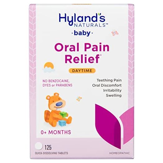 Hyland's Naturals Baby Oral Pain Relief Tablets with Chamomilla, Soothing Natural Relief of Oral Discomfort, Irritability, and Swelling, 125 Count