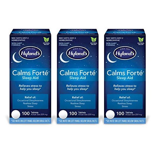 Hyland's Calms Forte' Sleep Aid Tablets, Natural Relief of Nervous Tension and Occasional Sleeplessness, 100 Count (Pack of 3)