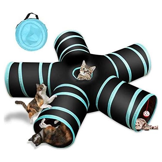 Cat Tunnel Toy 5 Way, Collapsible Cat Playhouse Pet Play Tunnel Tube with Storage Bag for Cats, Puppy, Rabbits, Ferret, Guinea Pig, Indoor and Outdoor Use