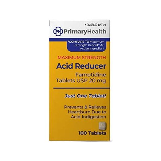 Primary Health Maximum Strength Acid Reducer Famotidine 20mg Tablets, 100Count