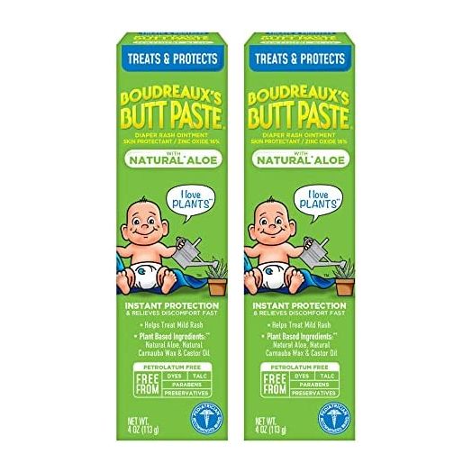Boudreaux's Butt Paste With Natural Aloe Diaper Rash Ointment, 4 Oz, 2 Pack