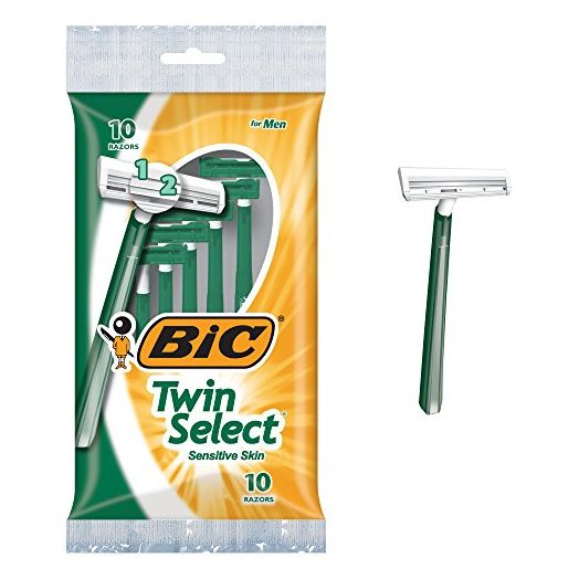 Bic Twin Select, Sensitive Skin, Disposable Shaver for Men, 10-Count (Pack of 3)