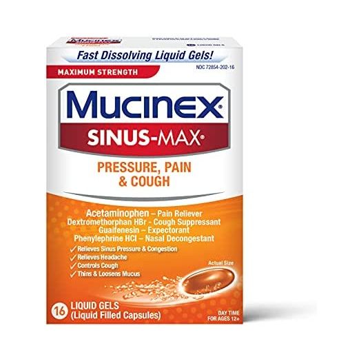 Mucinex Sinus-Max Max Strength Pressure, Pain & Cough Liquid Gels 16 ea