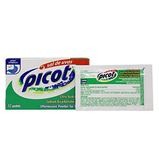 Sal de Uvas Picot, Effervescent Powder Solution, Antacid, 0.17 Oz, 1 Box of 12 Antacid Packets