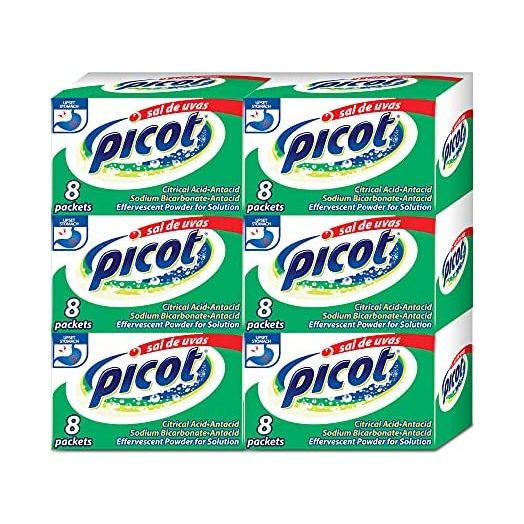 Sal de Uvas Picot, Effervescent Powder Solution, Antacid, 0.17 Oz, 6-Pack of 8 Antacid Sachets, 6 Boxes