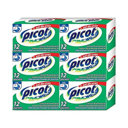 Sal de Uvas Picot, Effervescent Powder Solution, Antacid, 0.17 Oz, 6-Pack of 12 Sachets, 6 Boxes