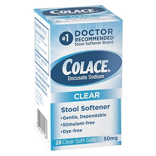 Colace Clear Stool Softener 50mg Soft Gels 28 Count Docusate Sodium Stool Softener for Gentle Dependable Relief Doctor Recommended