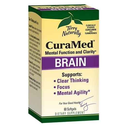 Terry Naturally Curamed Brain - 60 Softgels - BCM-95 Curcumin & Vitamin D3 Supplement, Supports Brain Health, Mental Clarity & Focus - Non-GMO, Gluten-Free - 30 Servings