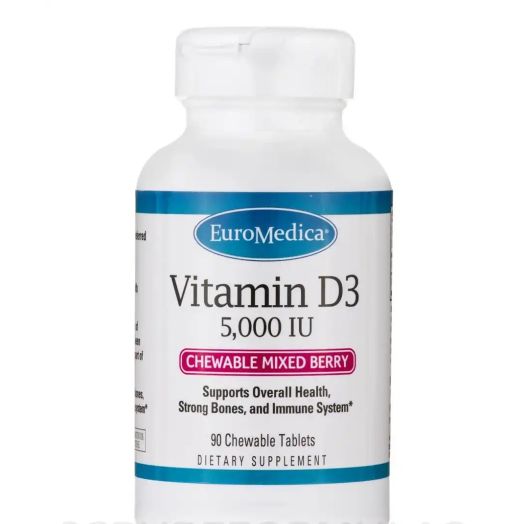 EuroMedica Vitamin D3 5000 IU (Chewable Mixed Berry) - 90 Tablets