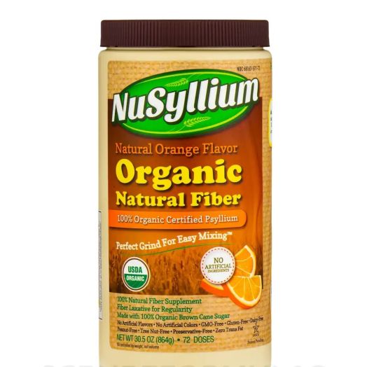 Nusyllium Organic Natural Fiber, Orange Flavor - 72 Doses (30.5 oz / 864 Grams)