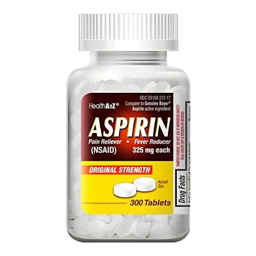 HealthA2Z Aspirin 325mg, 300 Count, Uncoated,Compare to Bayer® Active Ingredients