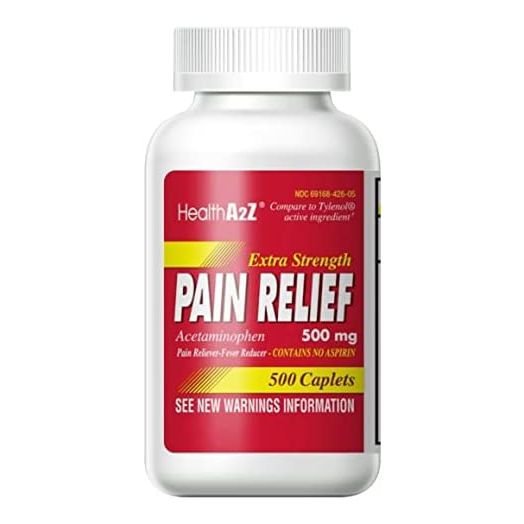 HealthA2Z Extra Strength Pain Relief, 500 Caplets, Acetaminophen 500mg