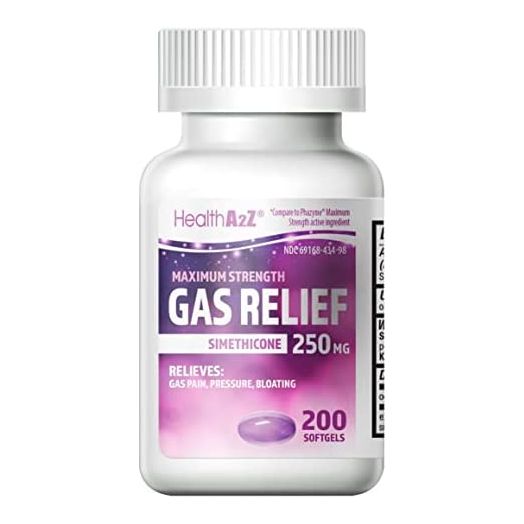 HealthA2Z® Gas Relief Simethicone 250mg | 200 Softgels | Maximum Strength | Relieves from Stomach Discomfort and Gas
