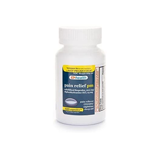 A+ Health Ibuprofen PM Softgels, Pain Reliever/Nighttime Sleep Aid (NSAID), Made in USA, 120 Count
