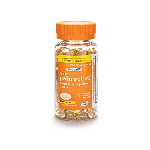 A+ Health Dye-Free Ibuprofen 200 Mg Mini Softgels, Pain Reliever/Fever Reducer (NSAID), Made in USA, 180 Count