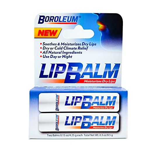 Natural Lip Balm by Boroleum | Best Chapped Lip Moisturizer for Dry Cracked Lips | All Natural Ingredients for Men Women and Kids | 4.25 gr. Tubes, 2 Lip Balms Per Pack