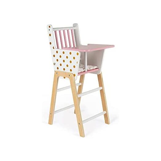 Janod Candy Chic Highchair – Wooden Baby Doll Chair - Ages 3+ - J05888