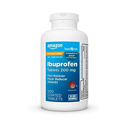 Amazon Basic Care Ibuprofen Tablets, Fever Reducer and Pain Relief from Body Aches, Headache, Arthritis Pain and More, 500 Count