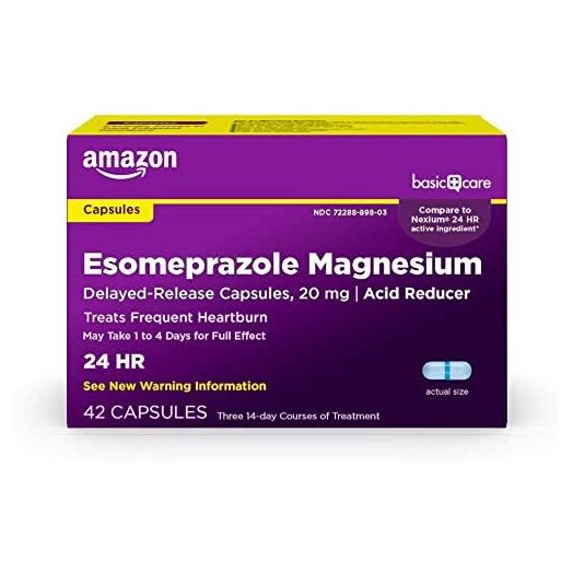 Amazon Basic Care Esomeprazole Magnesium Delayed Release Capsules, 20 mg, Acid Reducer, 42 Count