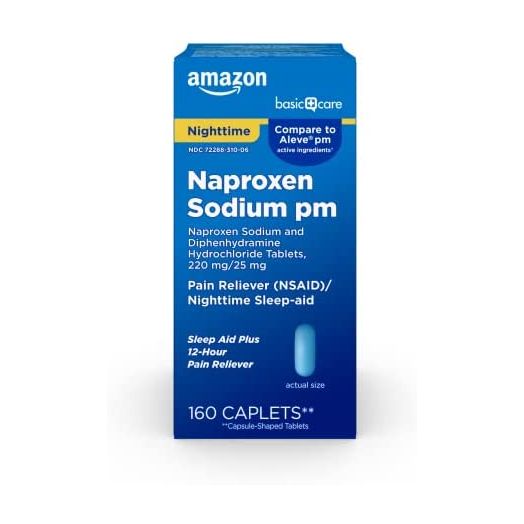 Basic Care Naproxen Sodium Pm, Naproxen Sodium and Diphenhydramine Hydrochloride Tablets, 220 Mg/25 Mg, 160 Count