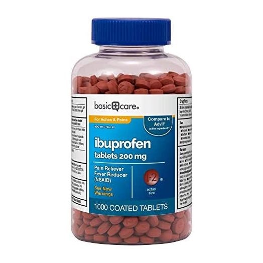 Amazon Basic Care Ibuprofen Tablets, Fever Reducer and Pain Relief from Body Aches, Headache, Arthritis Pain and More, 1000 Count