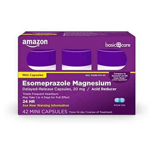 Amazon Basic Care Esomeprazole Magnesium Delayed-Release Mini Capsules, 20 mg, Acid Reducer, 42 Count