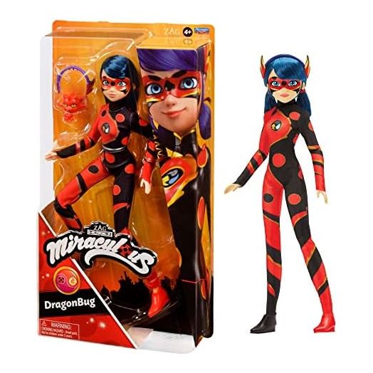 BANDAI Miraculous Ladybug and Cat Noir Toys Dragon Bug Fashion Doll | 26cm Dragon Bug Doll with Accessories Kwami | Marinette Superhero Dragon Bug Figurine Dolls